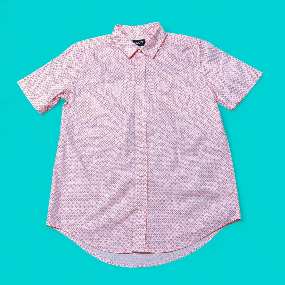 Boy’s Diamond Poplin Button Down Shirt Pink XXL 16